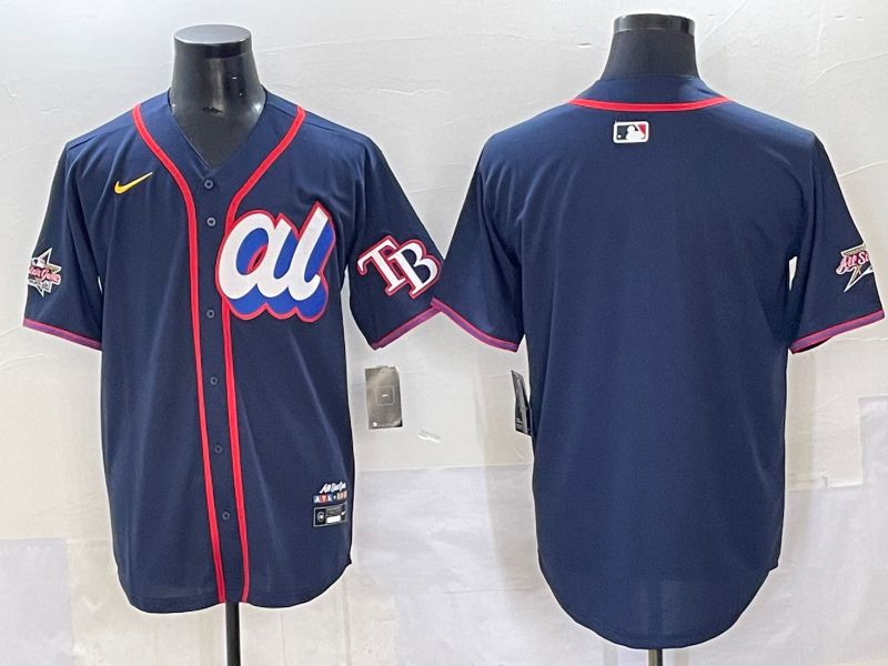 Men 2025 Tampa Bay Rays Blank Drak Blue All star Nike MLB Jersey style 02-0